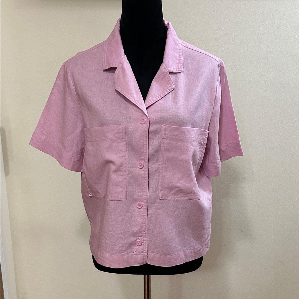 Buffalo David Bitton Light Pink Button-Up Blouse
